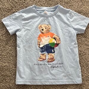 Ralph Lauren Polo Bear Kids Light Blue Graphic Tee size 3
